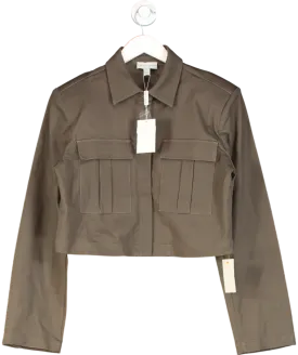 PRETTY LAVISH Khaki Green Boxy Utility Shirt UK 10