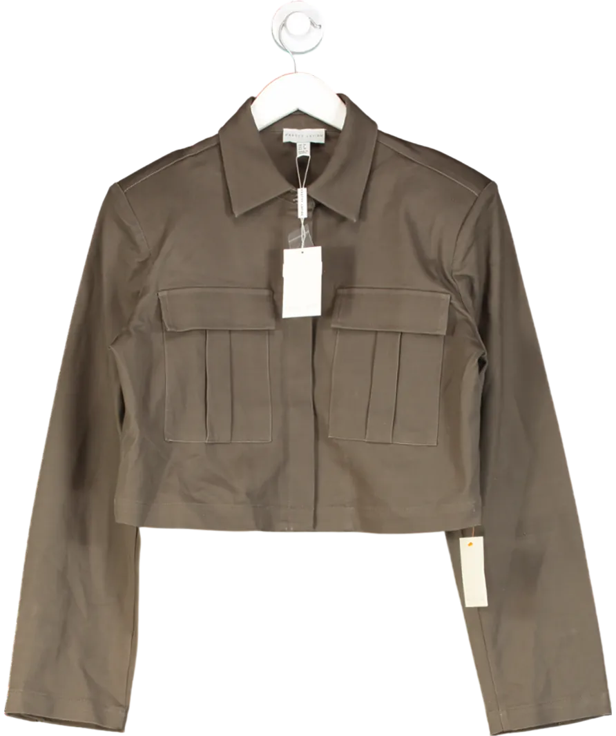 PRETTY LAVISH Khaki Green Boxy Utility Shirt UK 10