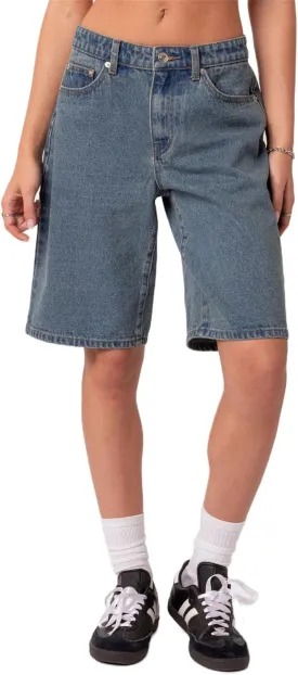 Raruxxin Women Y2k Bermuda Denim Shorts Low Rise Wide Leg Knee Length Carpenter Long Jean Shorts Summer Cow Girl Baggy Jorts