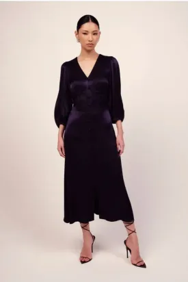 Satin Dress Puff Sleeves