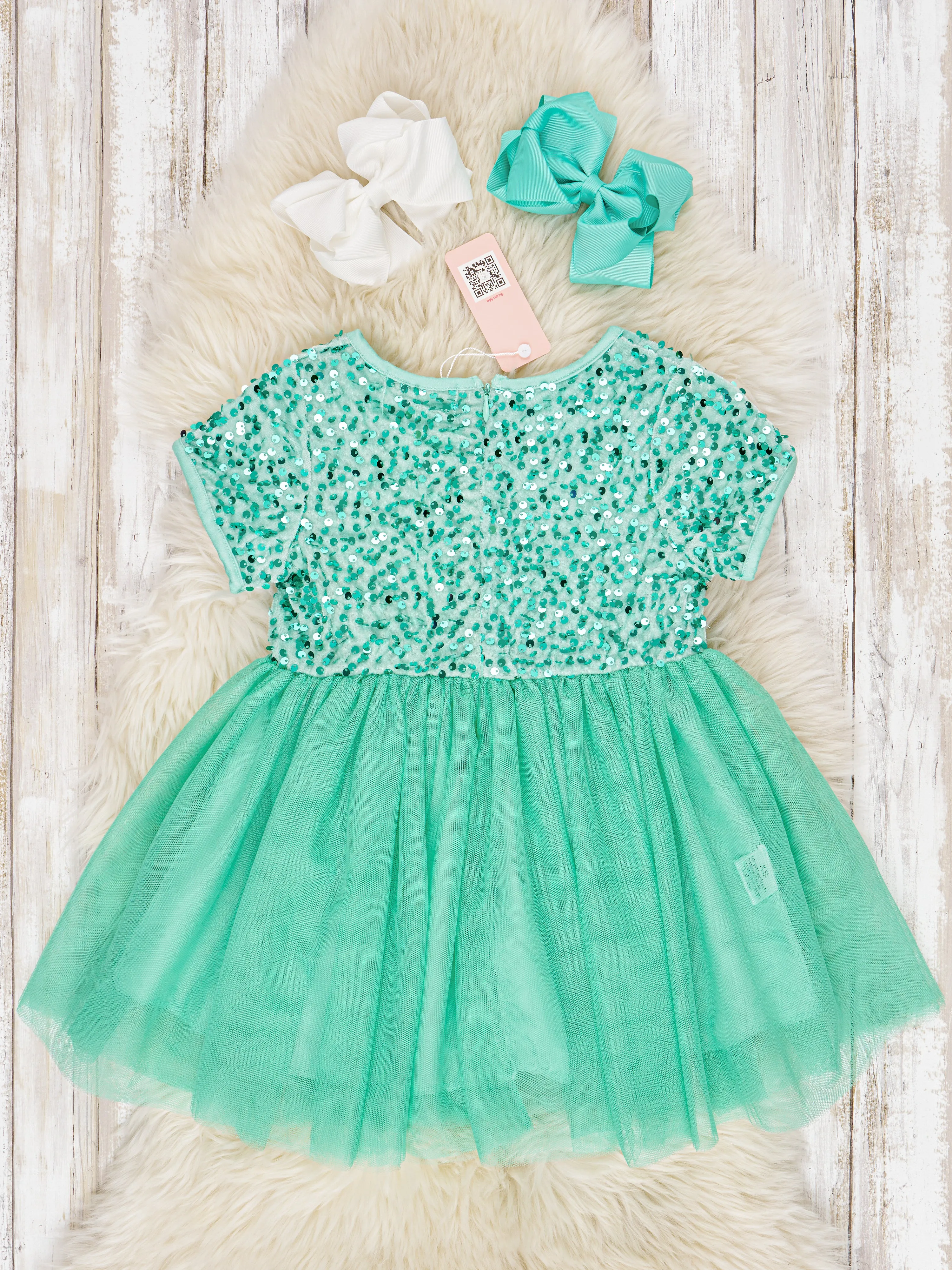Seafoam Sparkly Tulle Dress