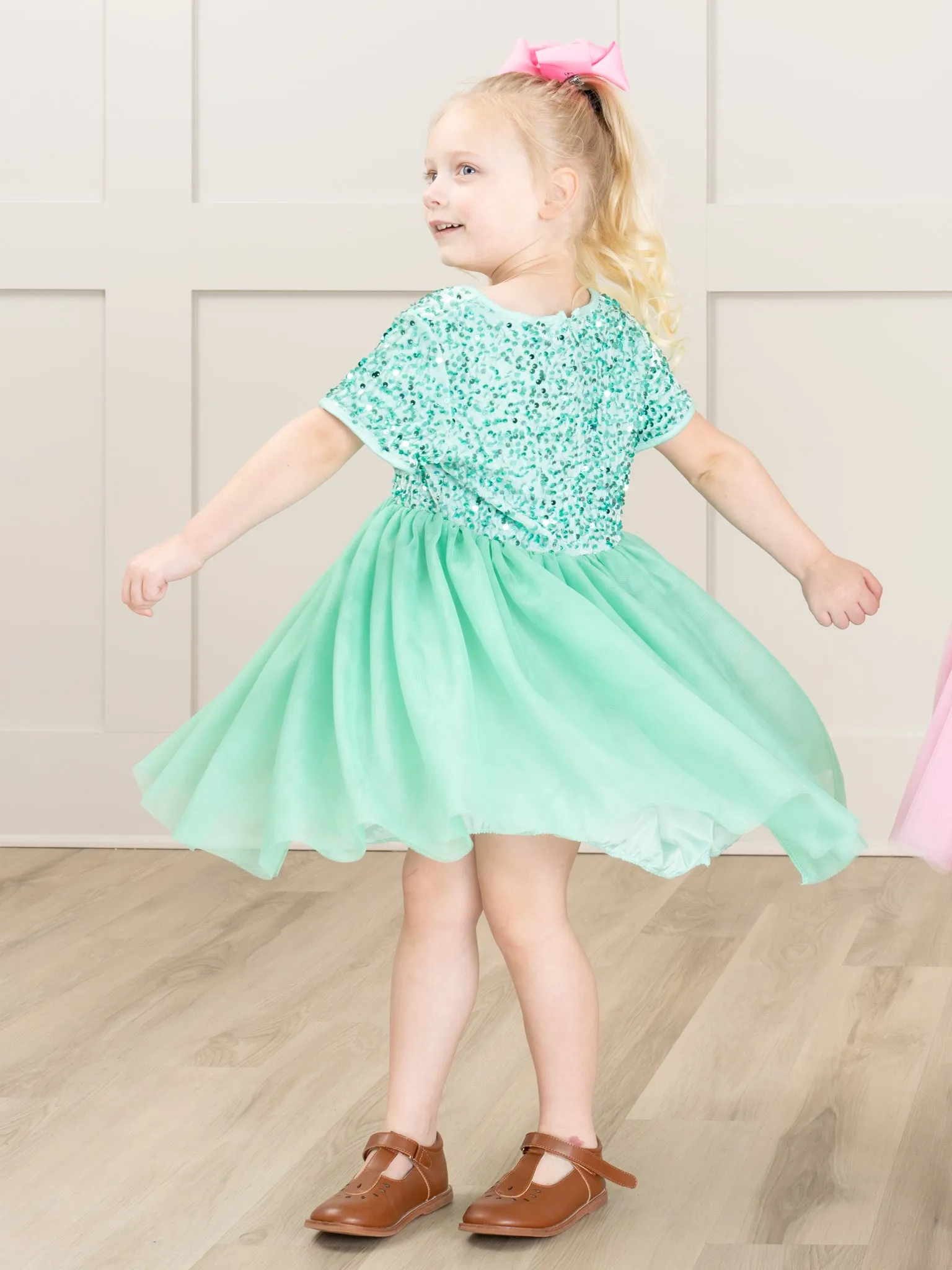Seafoam Sparkly Tulle Dress