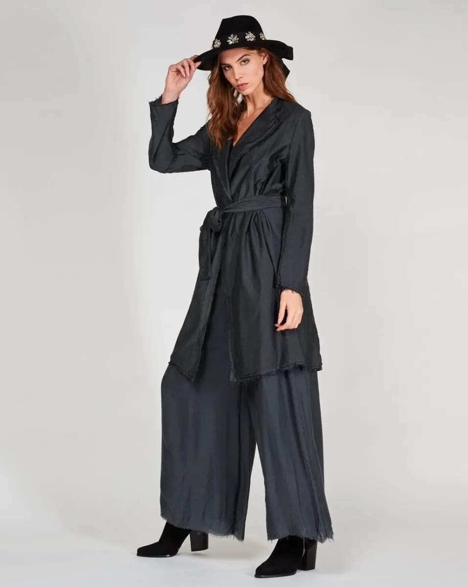 Silky Raw Hem Palazzo Pant