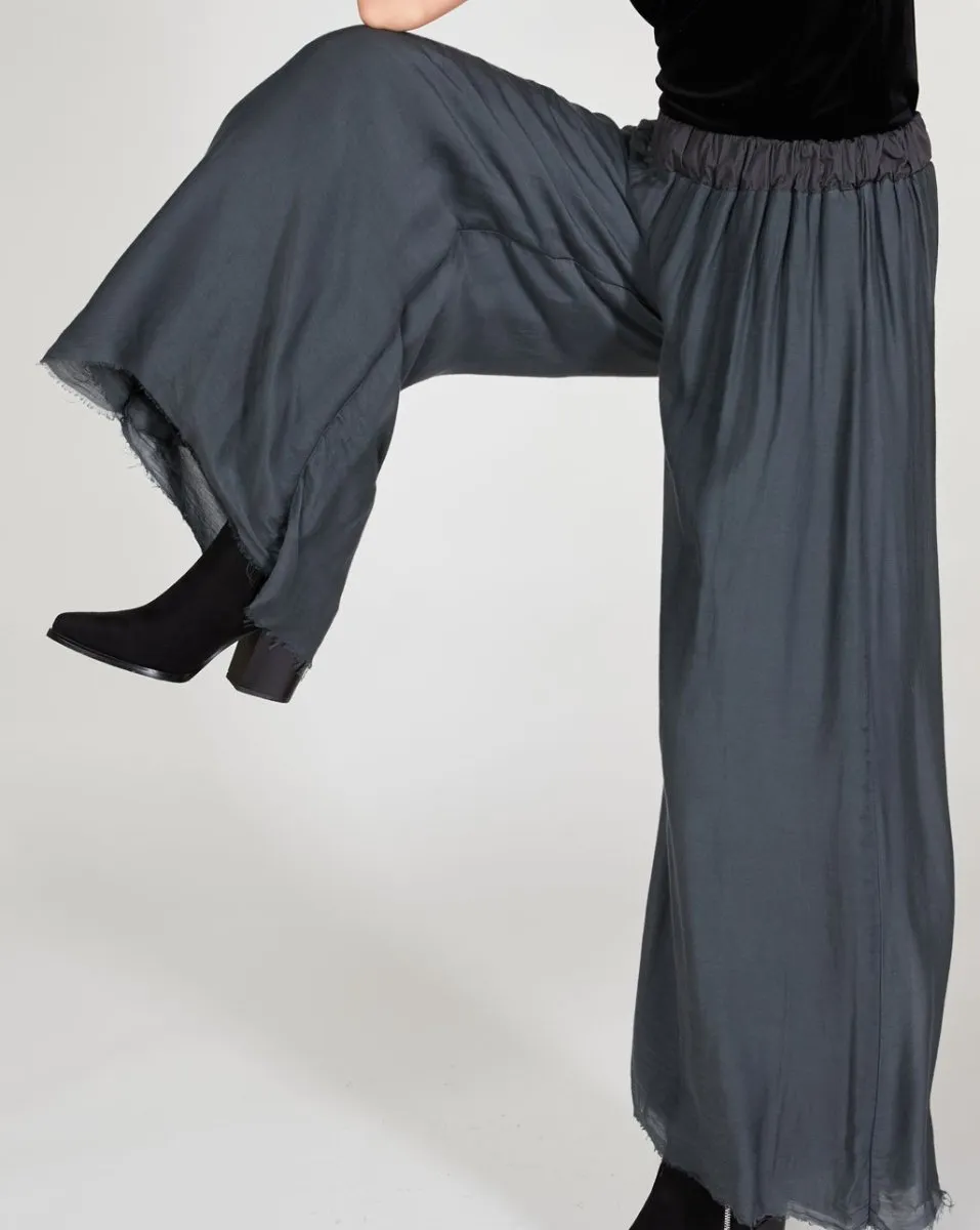 Silky Raw Hem Palazzo Pant