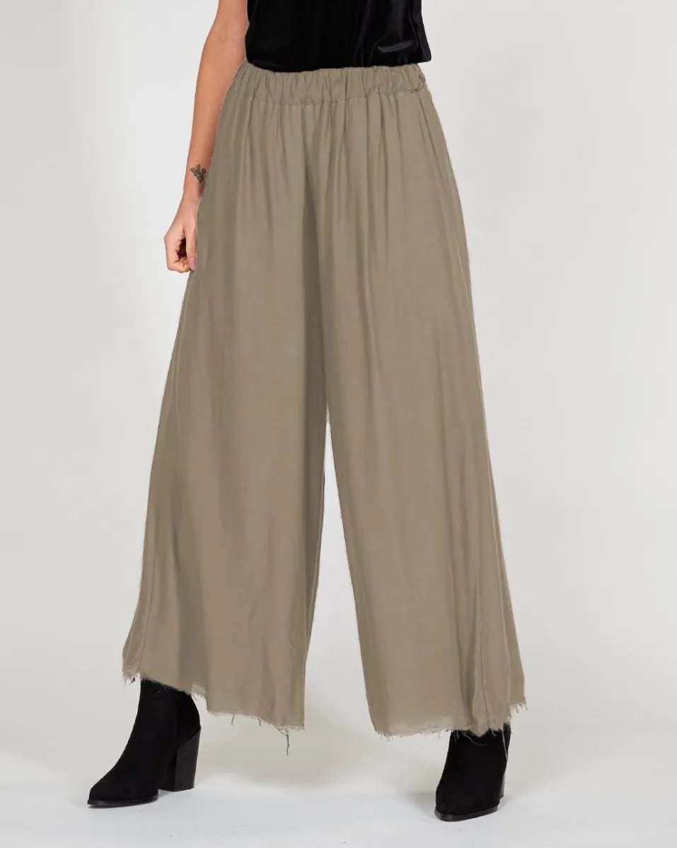 Silky Raw Hem Palazzo Pant