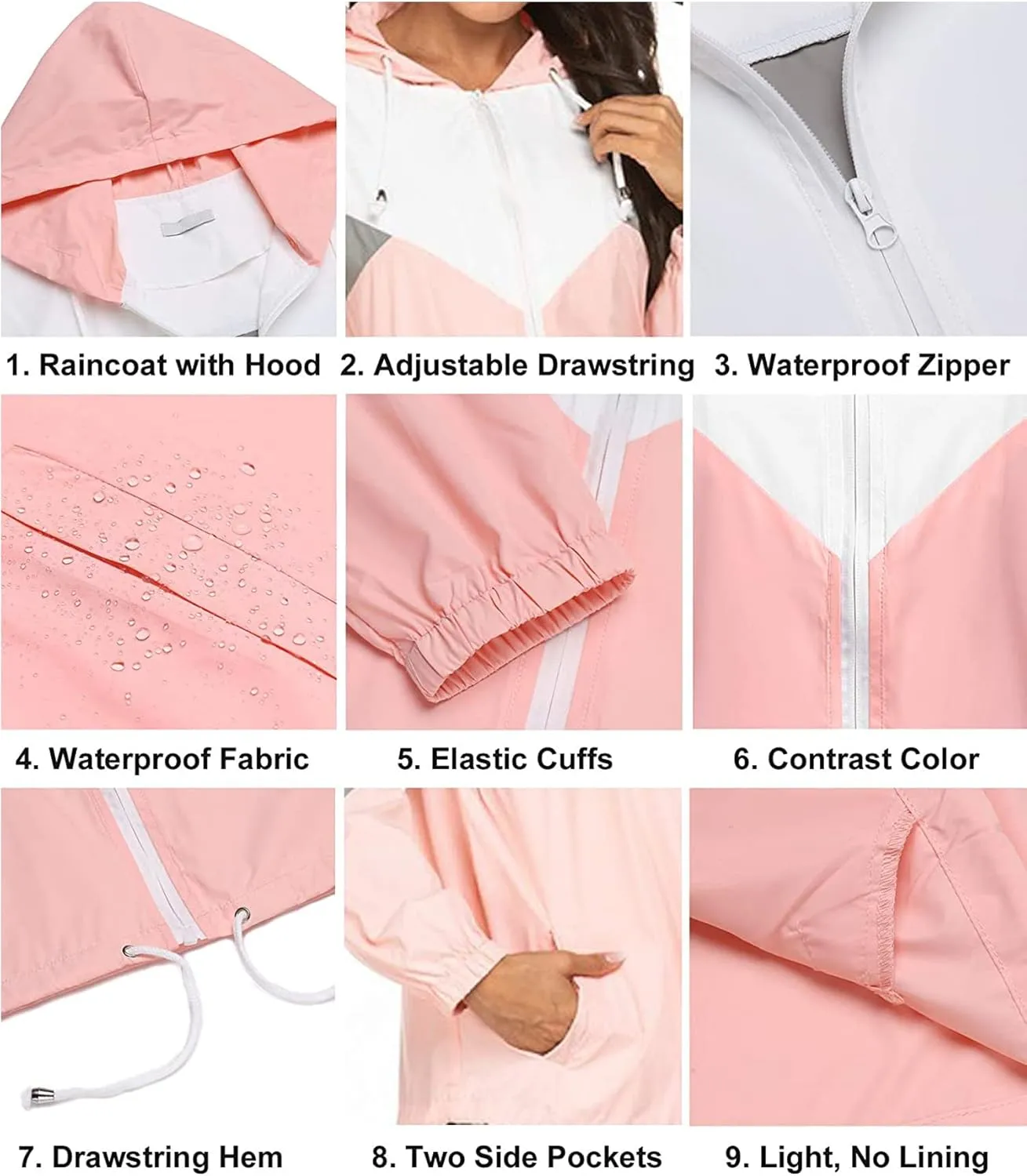 SoTeer Women's Waterproof Rain Jackets Lightweight Hooded Windbreaker Packable Active Outdoor Raincoat