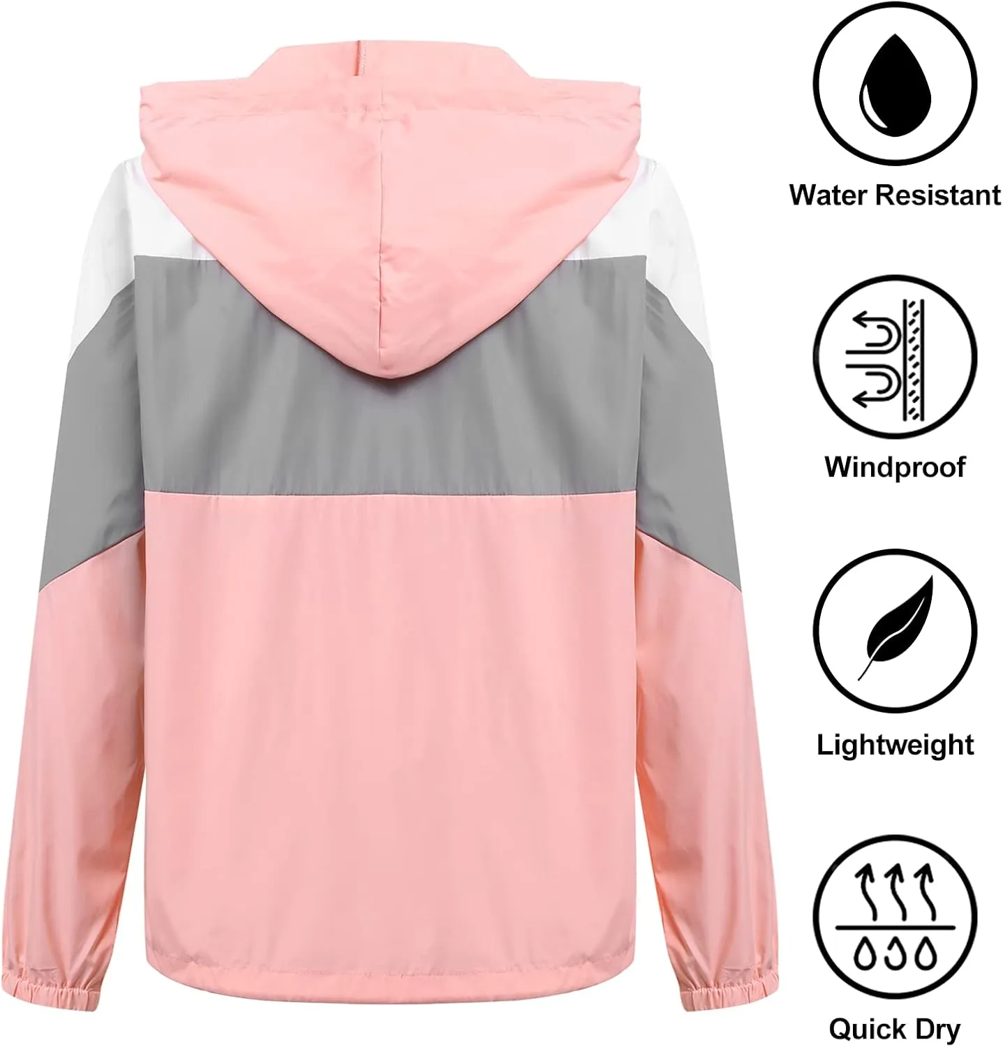 SoTeer Women's Waterproof Rain Jackets Lightweight Hooded Windbreaker Packable Active Outdoor Raincoat