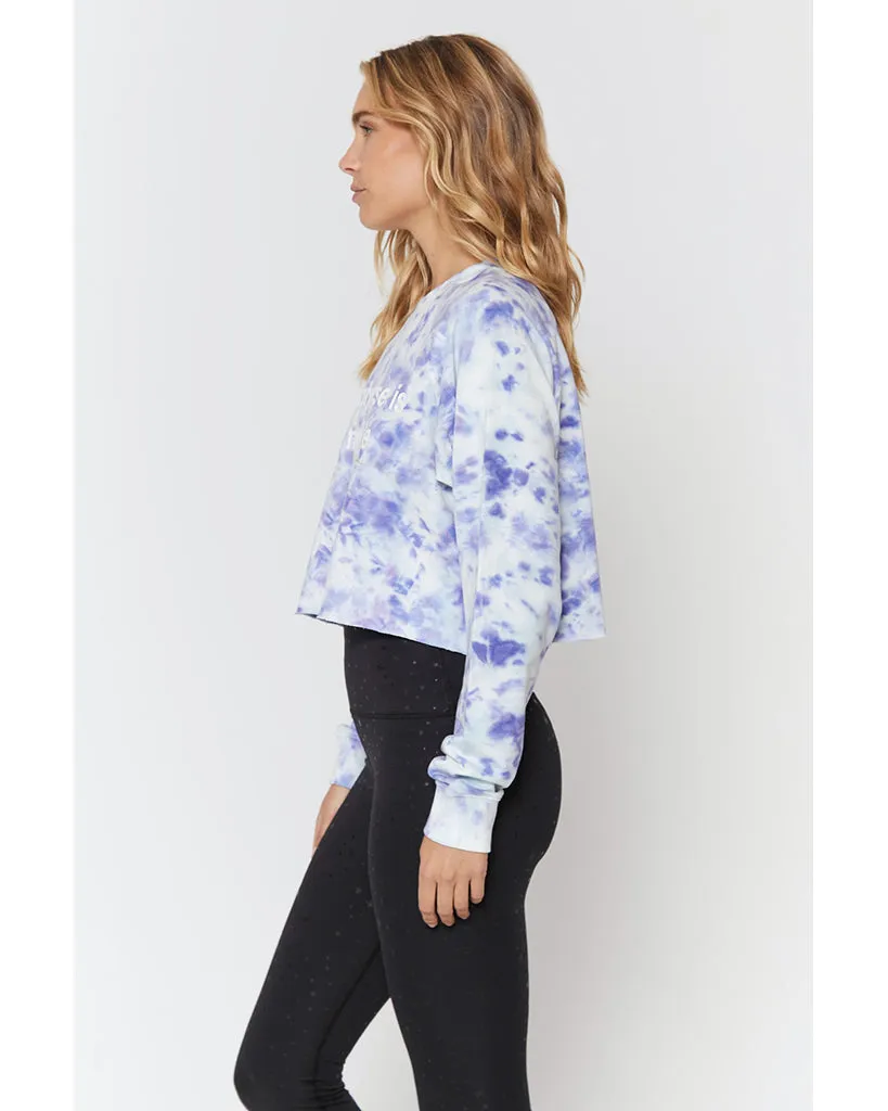 Spiritual Gangster Universe Izzy Crop Crew Sweatshirt - HO10417045 - Womens - Eclipse Cloud Tie Dye