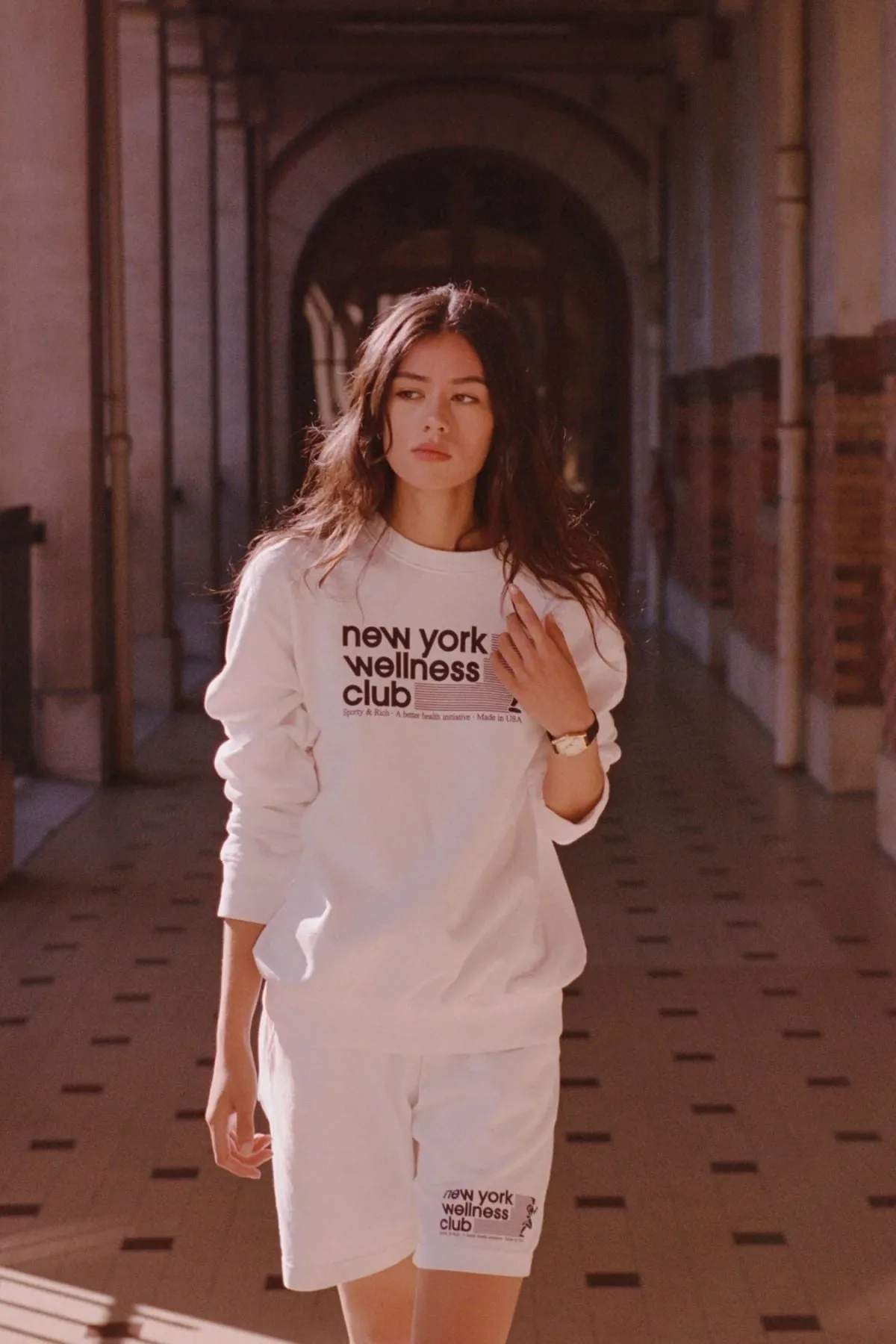 Sporty & Rich USA Wellness Club Sweatshirt - White/ Navy