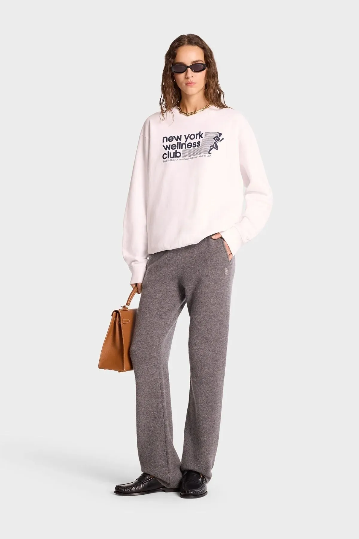 Sporty & Rich USA Wellness Club Sweatshirt - White/ Navy