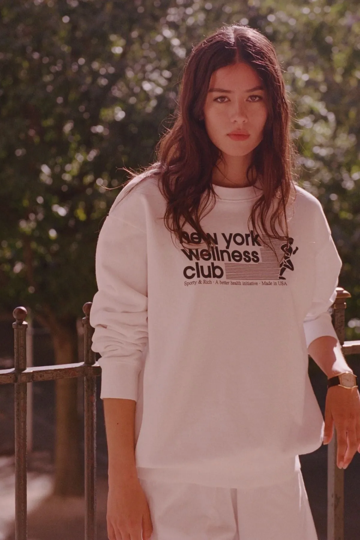 Sporty & Rich USA Wellness Club Sweatshirt - White/ Navy