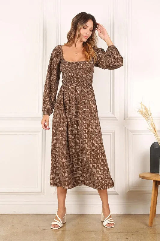 Square Neck Vintage Puff Dress