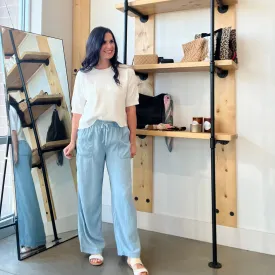 Striped Wide Leg Tencel Pant