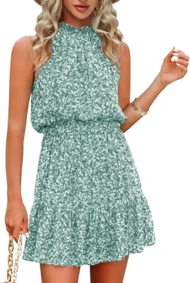 Summer Dress for Women Chiffon Blouses Skirt Spaghetti Sleeveless Tops Halter Ruffle Romper Sun Flowy Summer Outfits