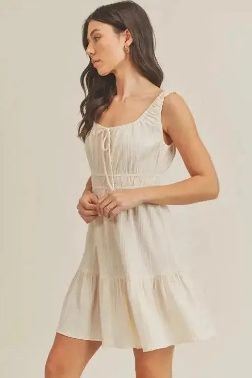 Textured Smock Waist Tank Dress