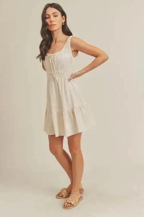 Textured Smock Waist Tank Dress