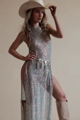Turks Maxi Top in Sequin Net