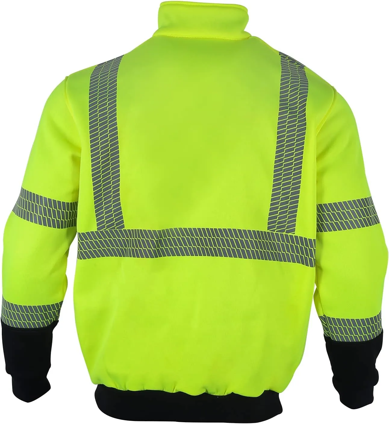 VENDACE Hi Vis Safety Reflective Sweatshirt for Men ANSI Class 3 High Visibility Fleece 1/4 Zipper Jacket No Hood (Yellow,XL)