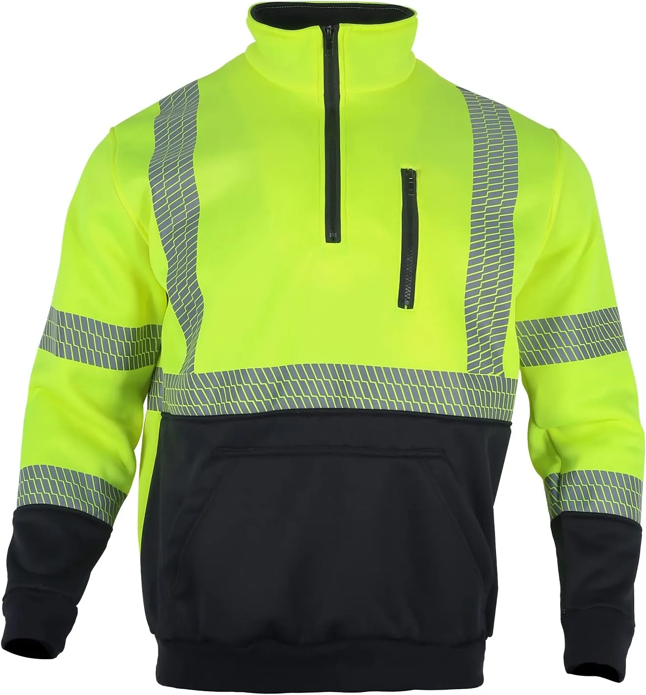 VENDACE Hi Vis Safety Reflective Sweatshirt for Men ANSI Class 3 High Visibility Fleece 1/4 Zipper Jacket No Hood (Yellow,XL)