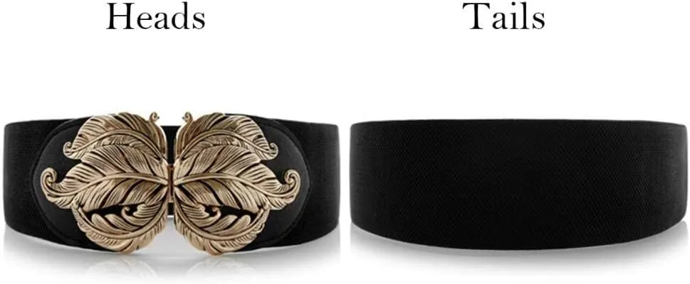 VOCHIC Vintage Stretch Wide Waist Belt For Women Dress Waistband Metal Leaf Buckle