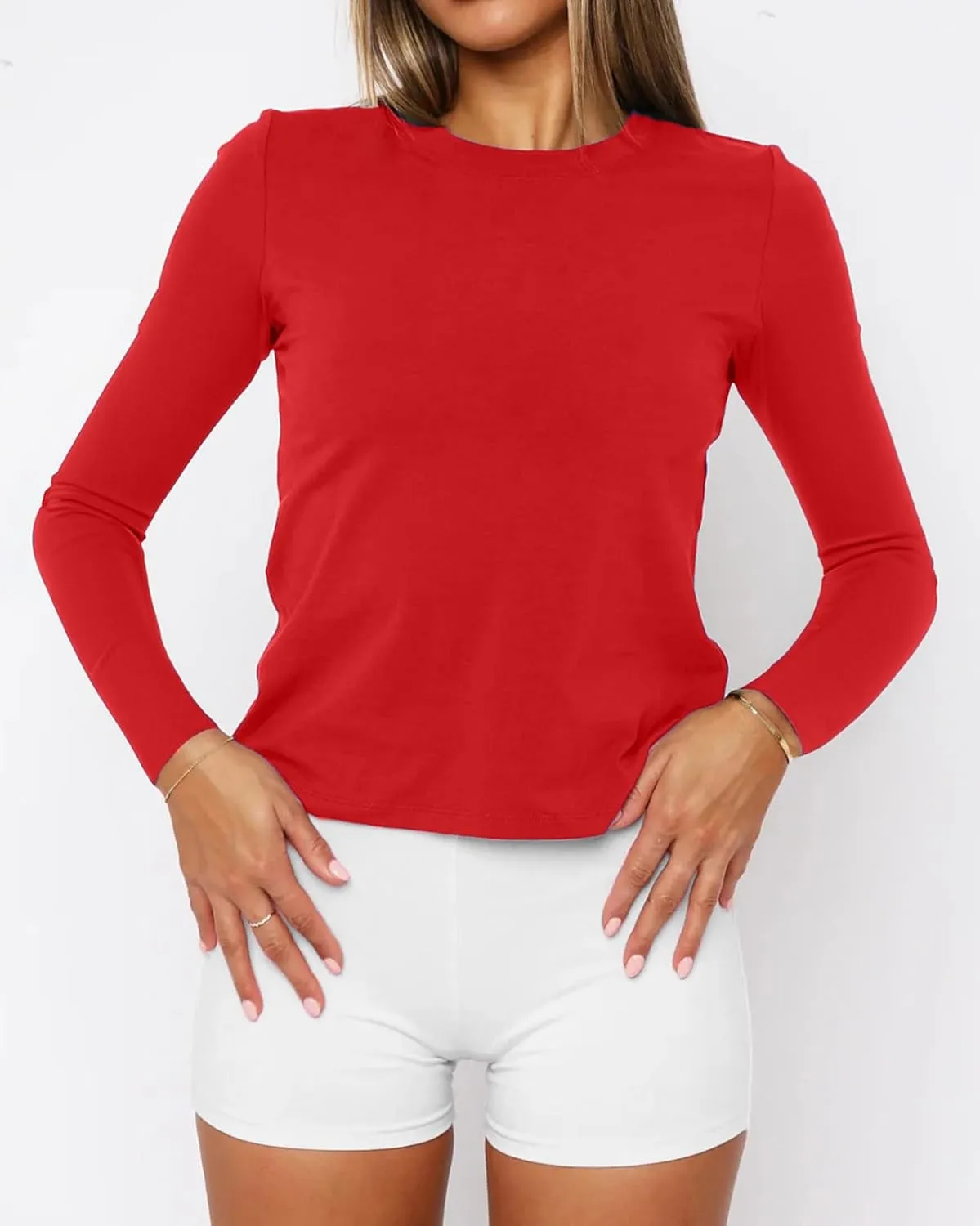 Women's Basic Summer Short Sleeve Crewneck T-Shirts Y2K Cute Going Out Tops Baby Tee