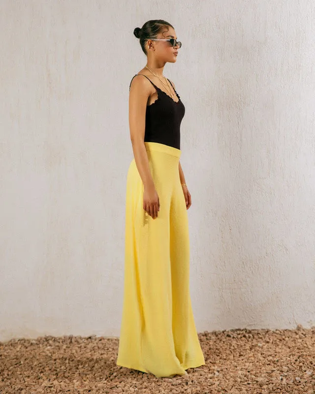 Women's Flowy Pants - Yellow | Lightweight CY Fabric | Stylish & Comfortable Bottoms | Made in Egypt