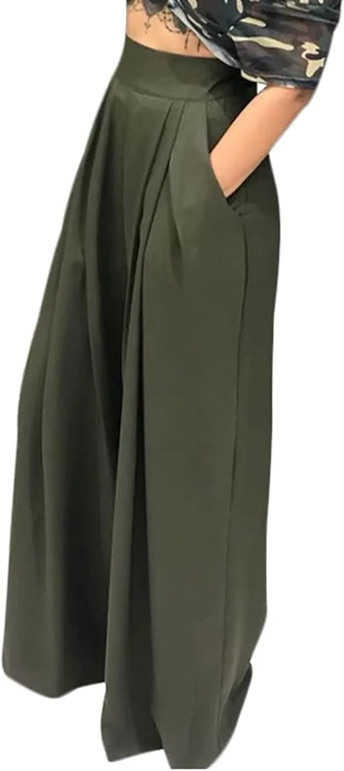 Women's Stretchy Wide Leg Palazzo Lounge Pants Casual Comfy High Waist Pajama Pants