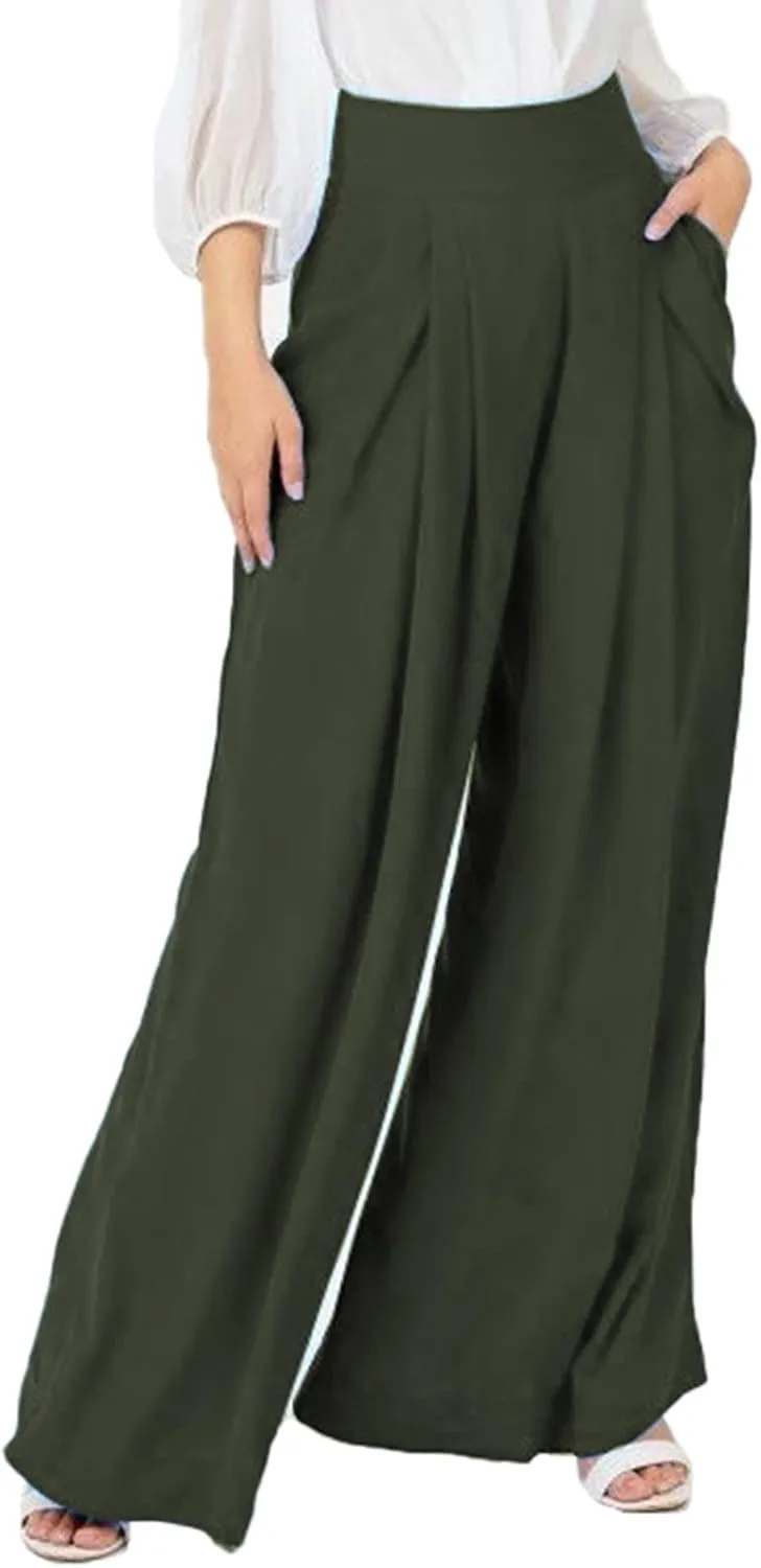 Women's Stretchy Wide Leg Palazzo Lounge Pants Casual Comfy High Waist Pajama Pants