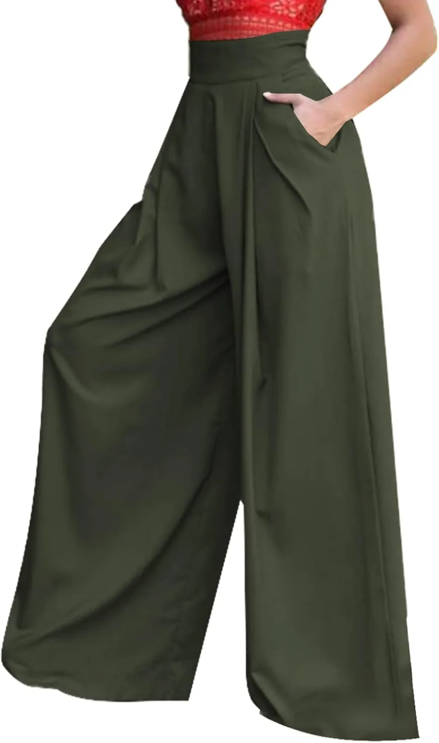 Women's Stretchy Wide Leg Palazzo Lounge Pants Casual Comfy High Waist Pajama Pants